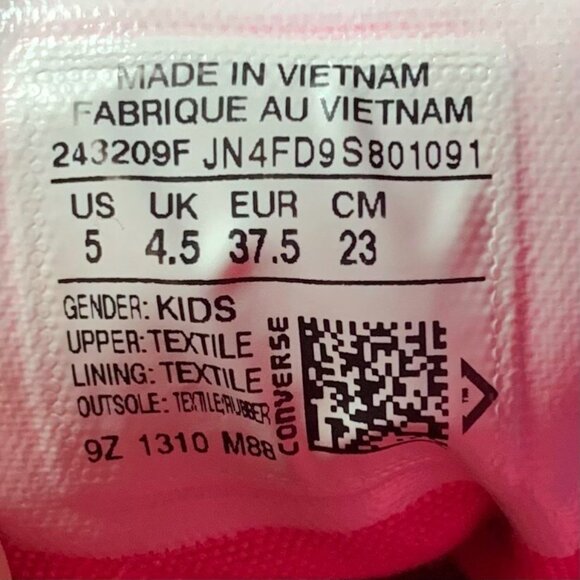 Converse Sneakers Juniors 5 Womens 7 Hot Pink Blue Spell Out High Top Shoes RARE - Picture 7 of 11